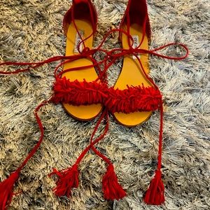 Steve Madden tie up fringe sandal